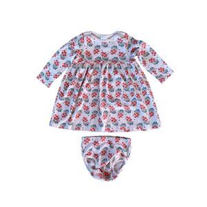 85/2T Hanna Andersson Long Sleeve Floral Dress with Diaper Cover